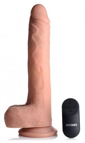 Vibrerende & Stotende Realistische XL Dildo met Zuignap en Ballen -16.5 cm - PlayForFun