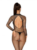 Visnet Catsuit Met Sexy Achterkant - Zwart - PlayForFun